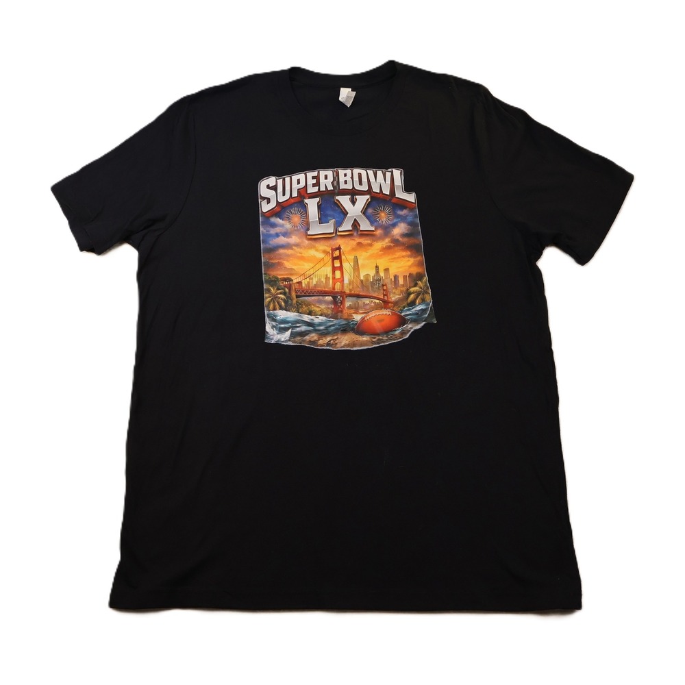 Bella+Canvas Mens XL T-Shirt Black Super Bowl LX San Francisco Graphic Tee